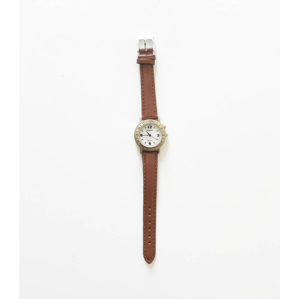 Vintage Brown Leather Watch with Silver and Gold Details | New Band and Battery