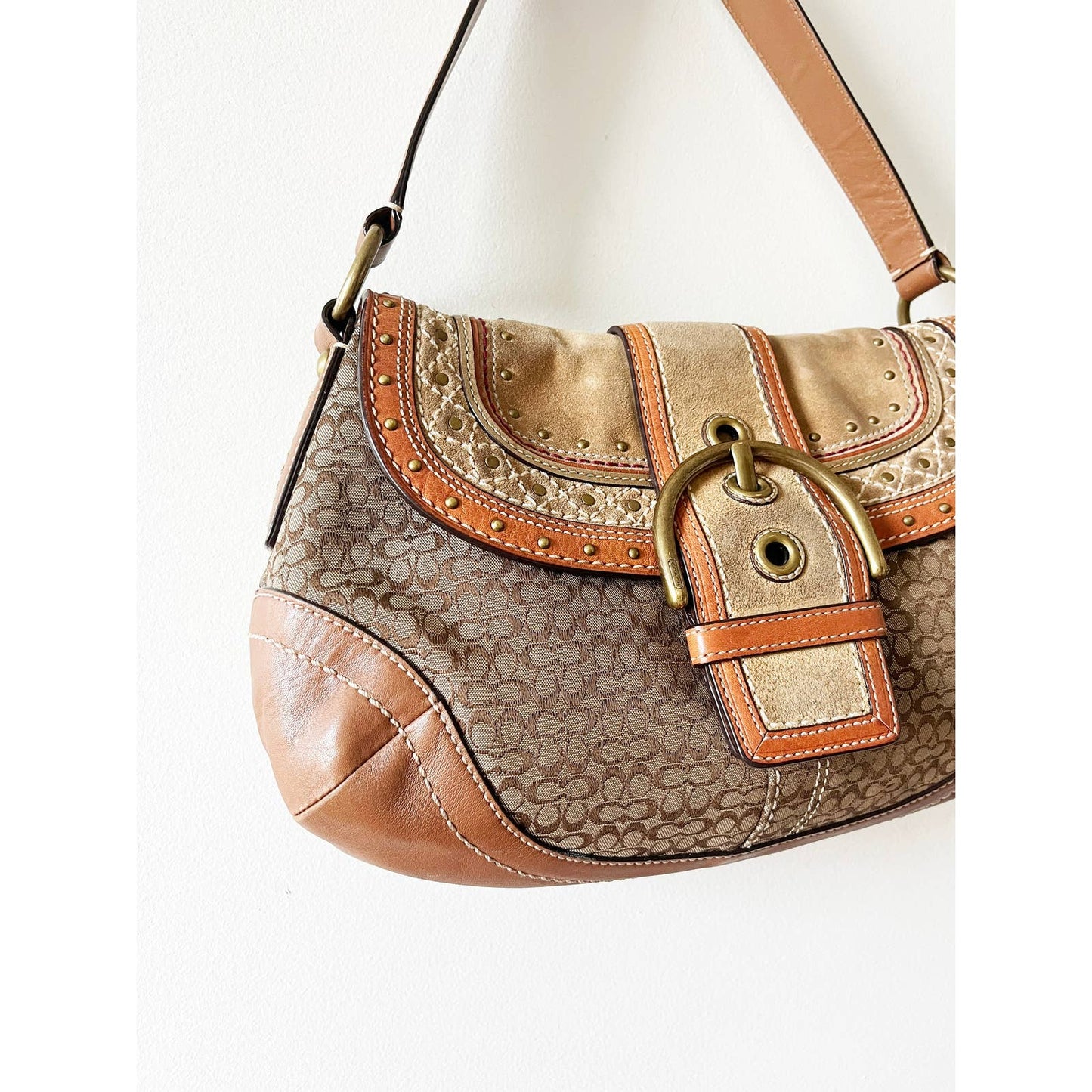 Vintage Y2k Coach Suede Hobo Shoulder Bag