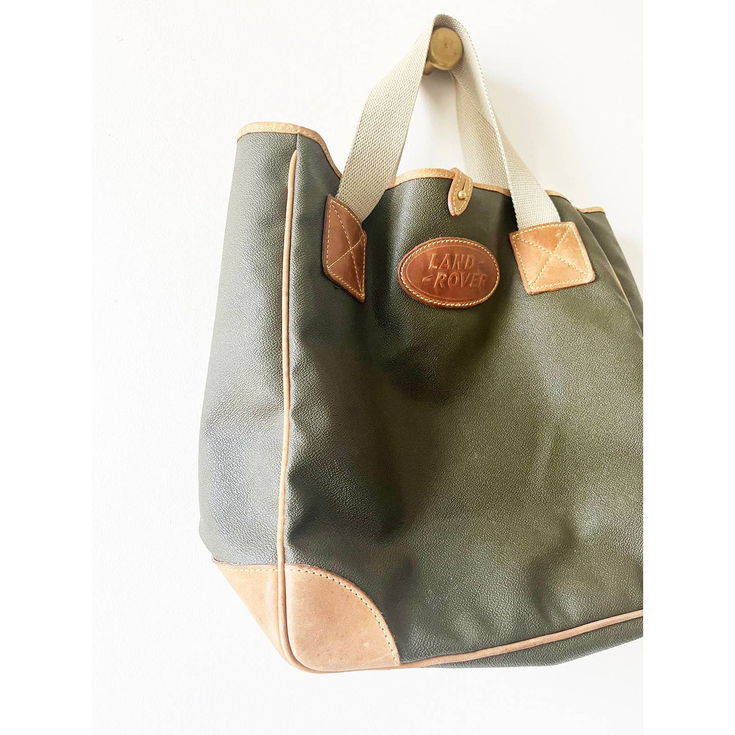 Vintage Land Rover Canvas and Leather Tote Bag
