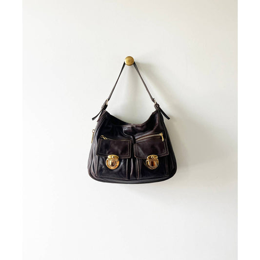 Y2k Marc Jacobs Zipper Plum Purple Leather Shoulder Bag
