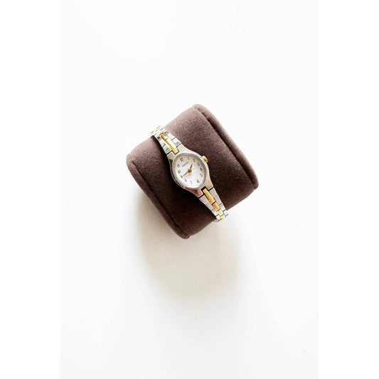 Vintage Small Two Tone Watch with Oval Face | Pulsar