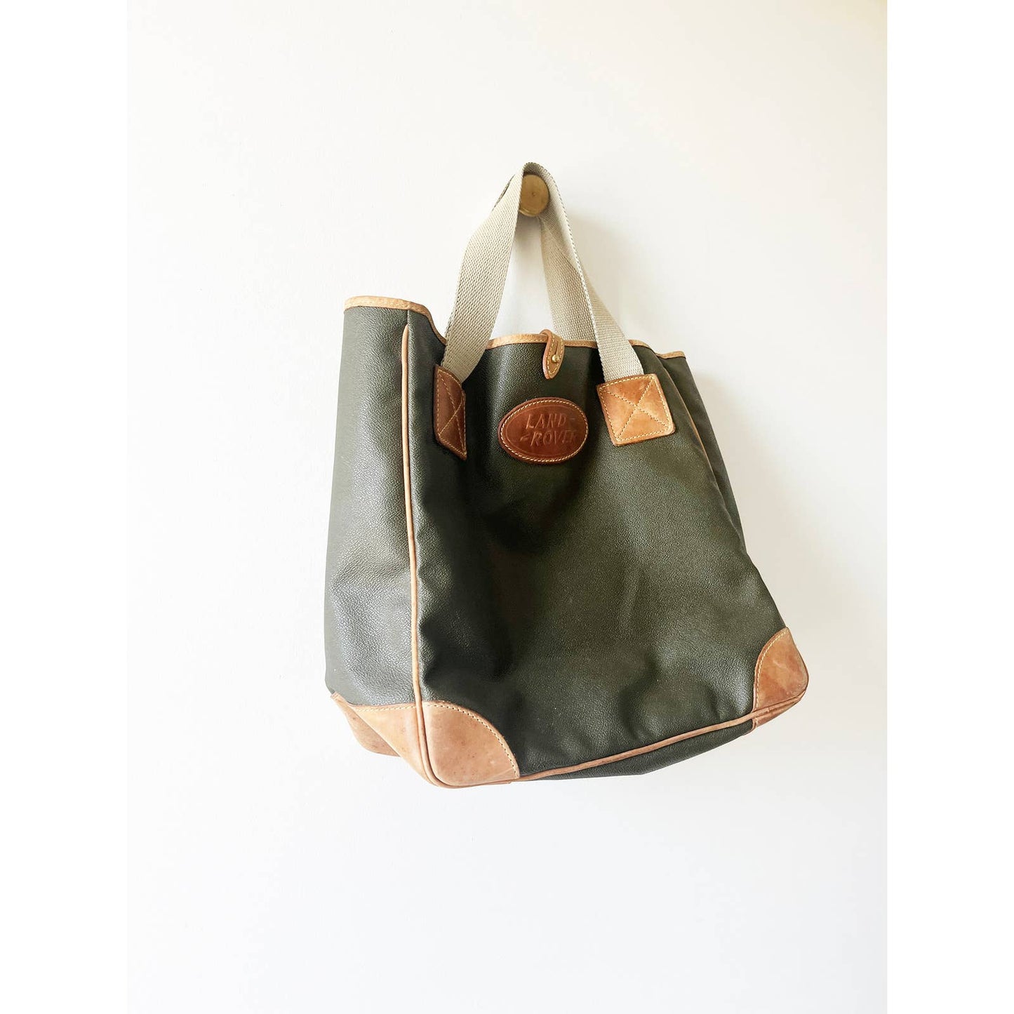 Vintage Land Rover Canvas and Leather Tote Bag