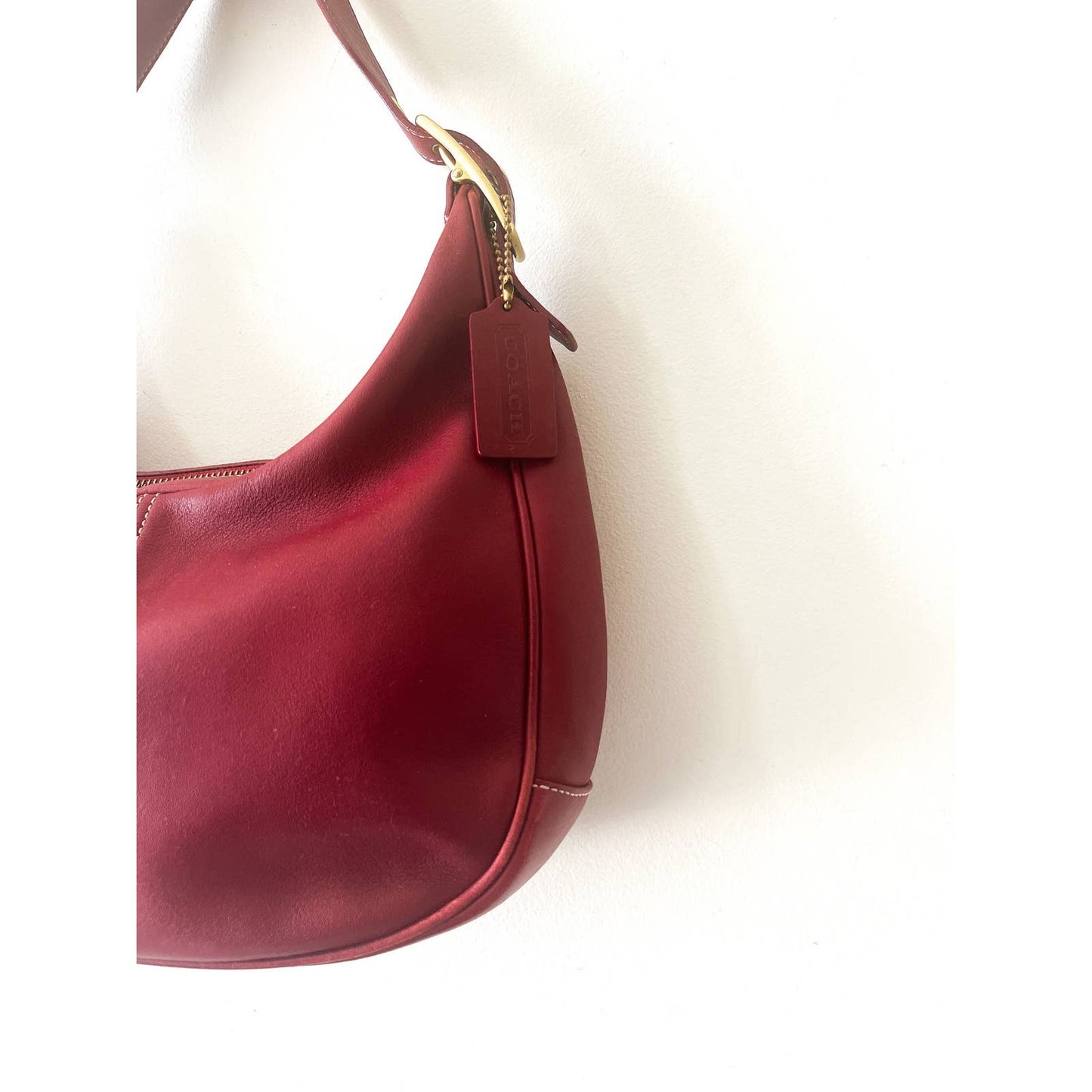 Vintage Red Coach Shoulder Bag | Gold Buckle Ergo Style Coach Bag | Y2k Modern Purse