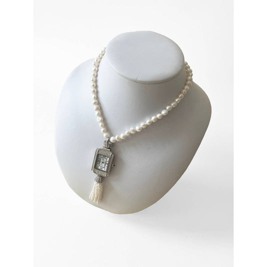 Watch Necklace | Vintage One of a Kind Watch Choker with Pearl Details