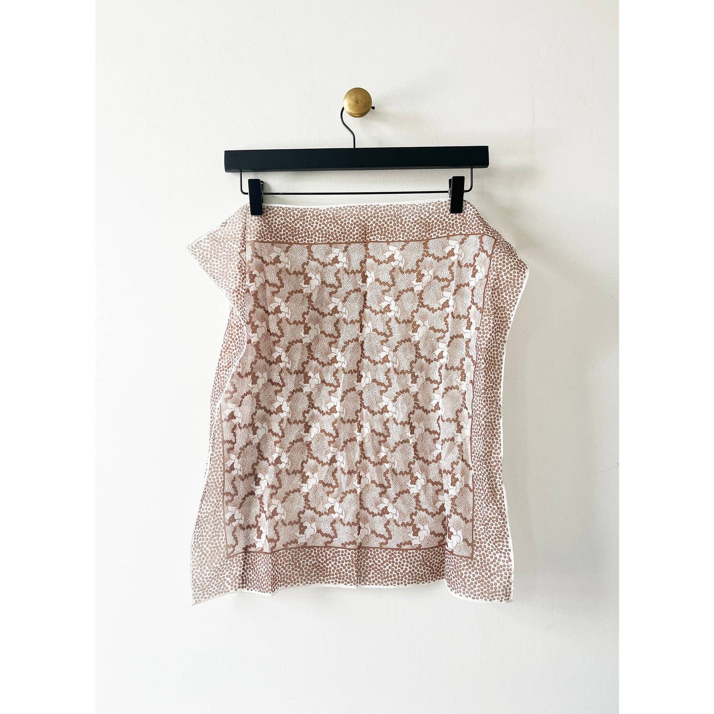 Vintage Brown Floral Square Scarf