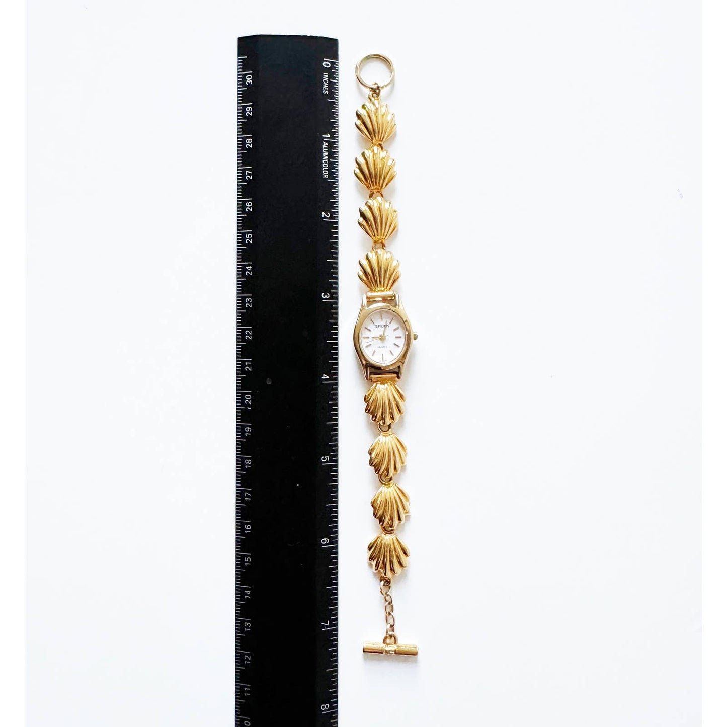 Vintage Gold Bracelet Watch with Shells | Gruen
