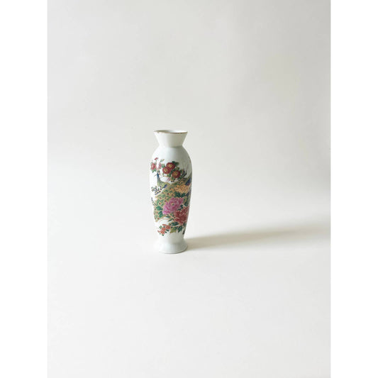 White Floral Asian Vase