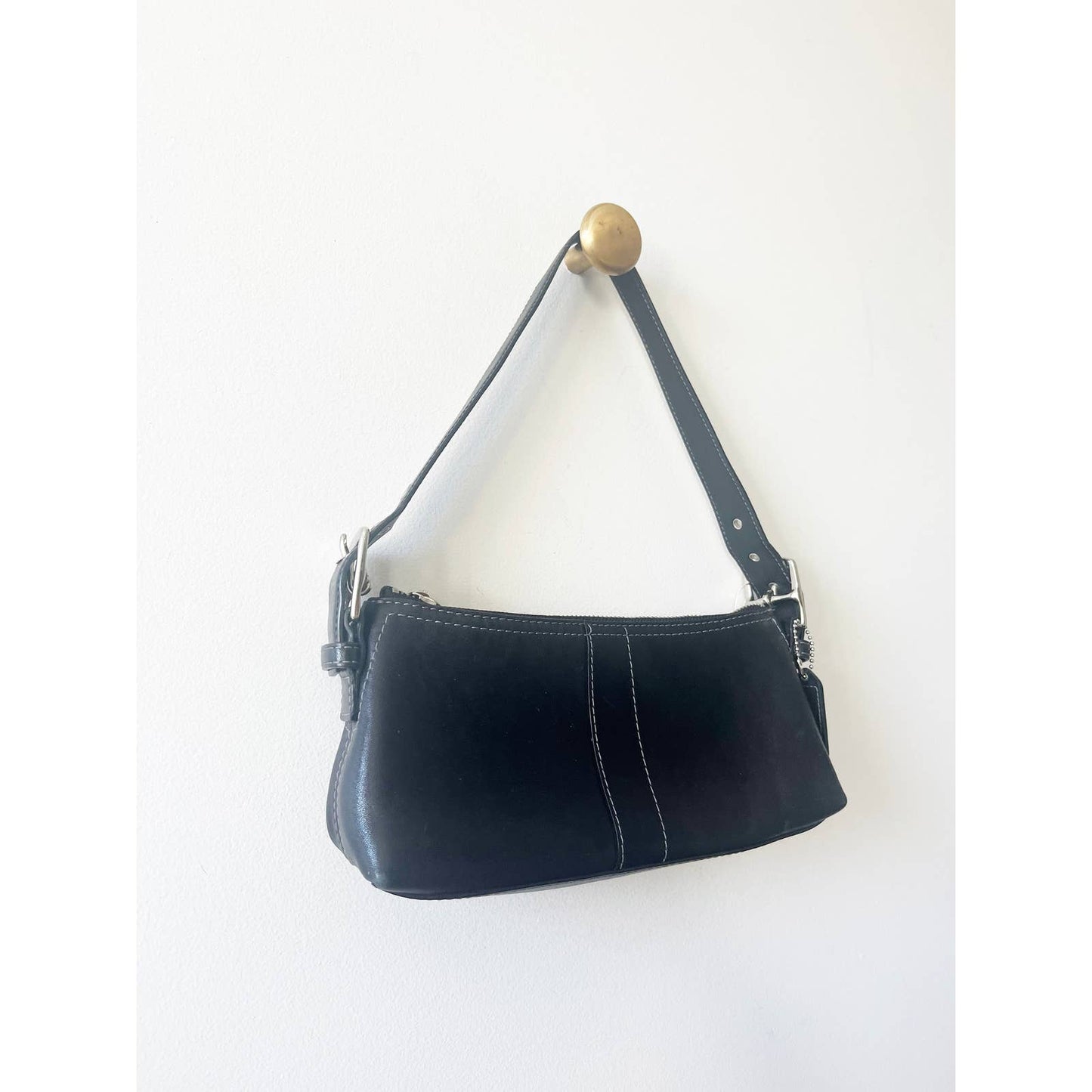 Vintage Black Y2K Coach Shoulder Baguette Bag
