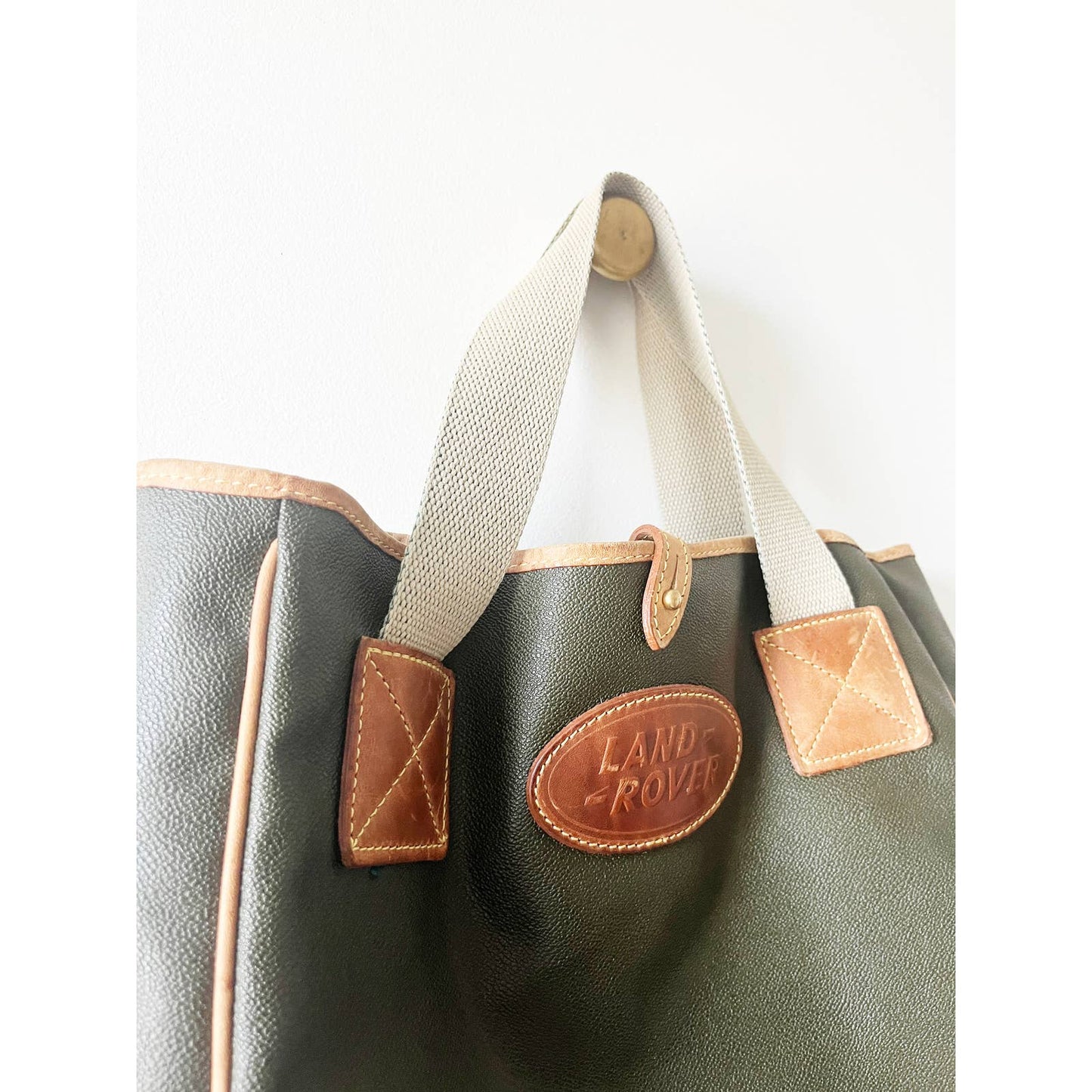 Vintage Land Rover Canvas and Leather Tote Bag