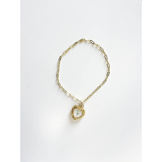 Watch Heart Charm Necklace | 925 Gold Vermeil Chain