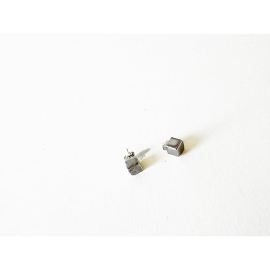 Vintage Sterling Silver Cube Stud Earrings