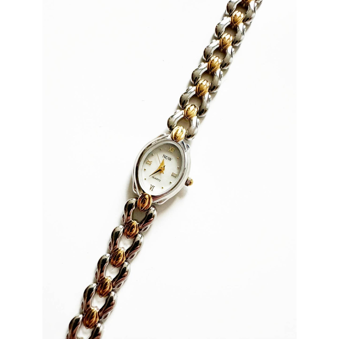 Vintage Small Two Tone Watch with Oval Face | Now