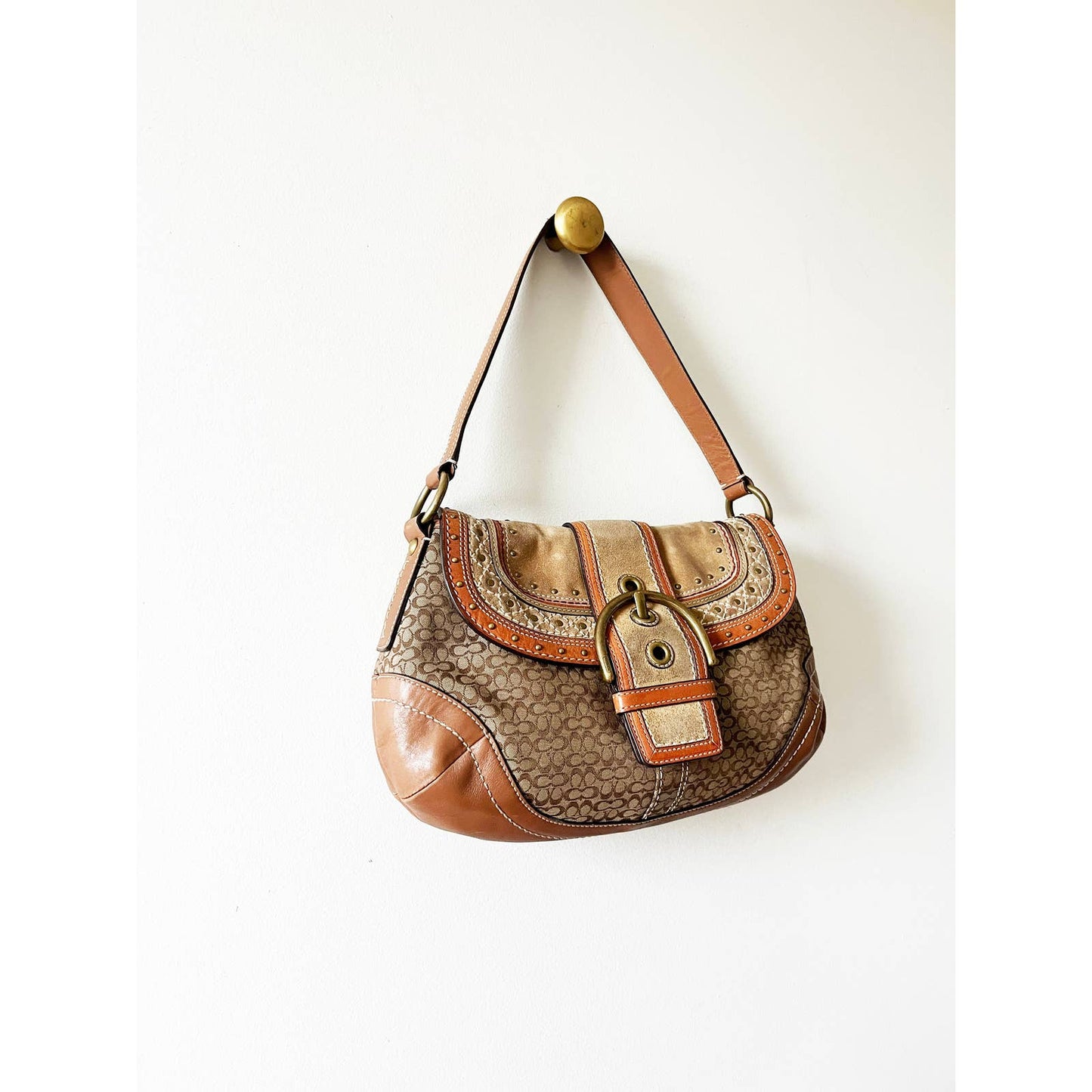 Vintage Y2k Coach Suede Hobo Shoulder Bag
