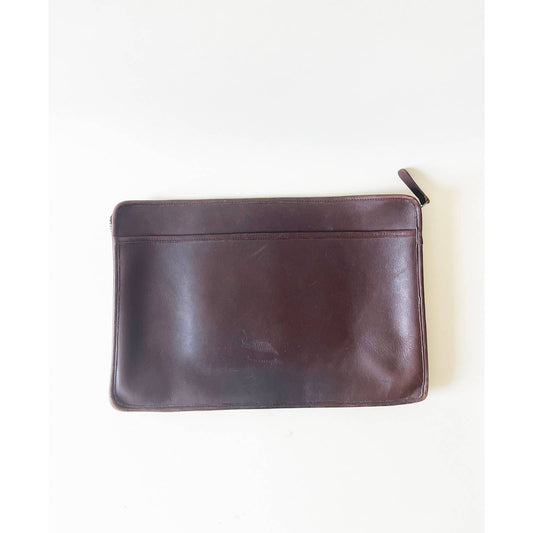 Vintage Coach Rare XL Zip Portfolio Brown Bag | Large Leather Laptop Bag