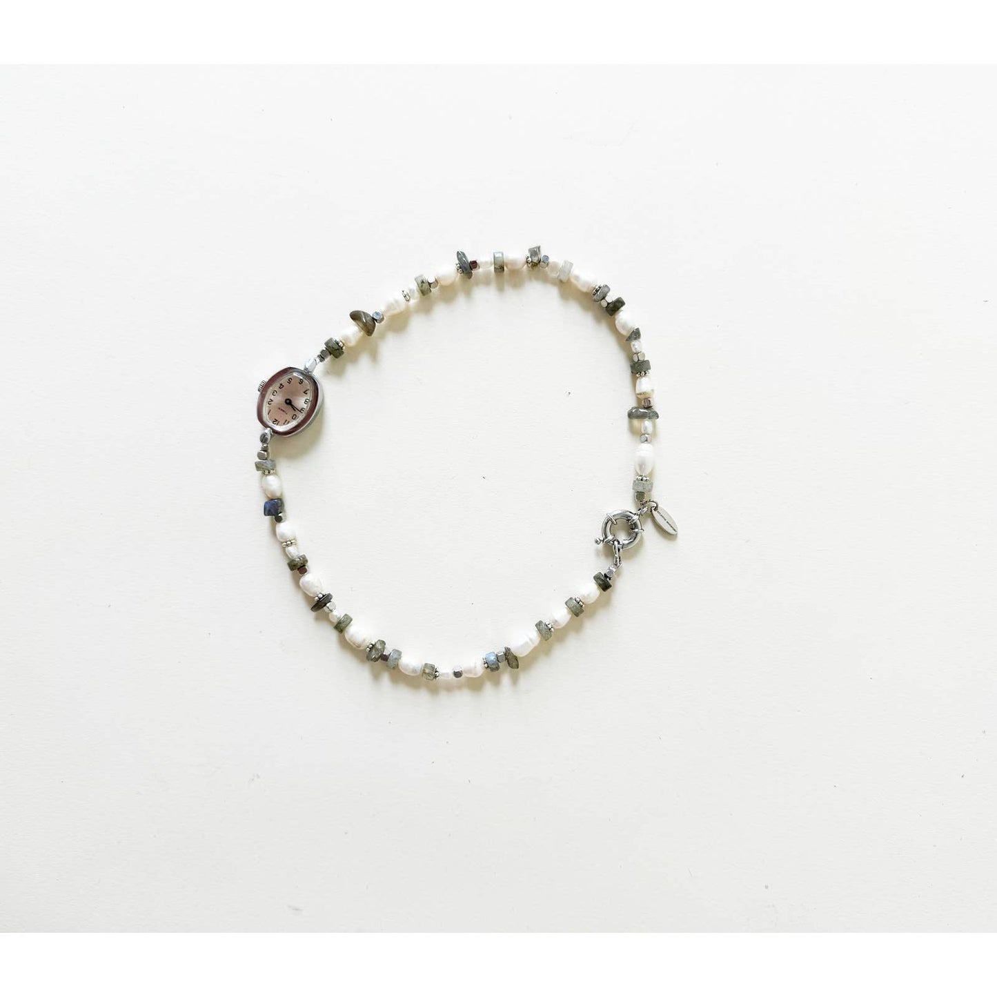 Watch Necklace | Vintage One of a Kind Watch Choker with Pearls and Laborite Details
