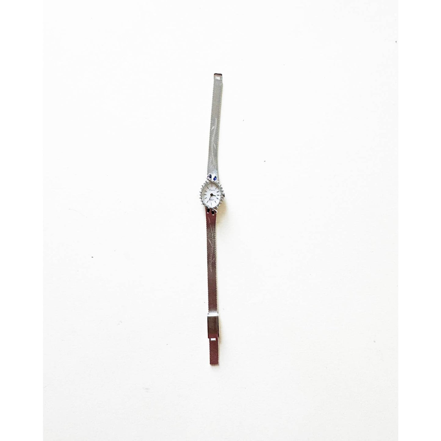 Vintage Silver Watch with Crystal and Ruby Details l Elgin oak