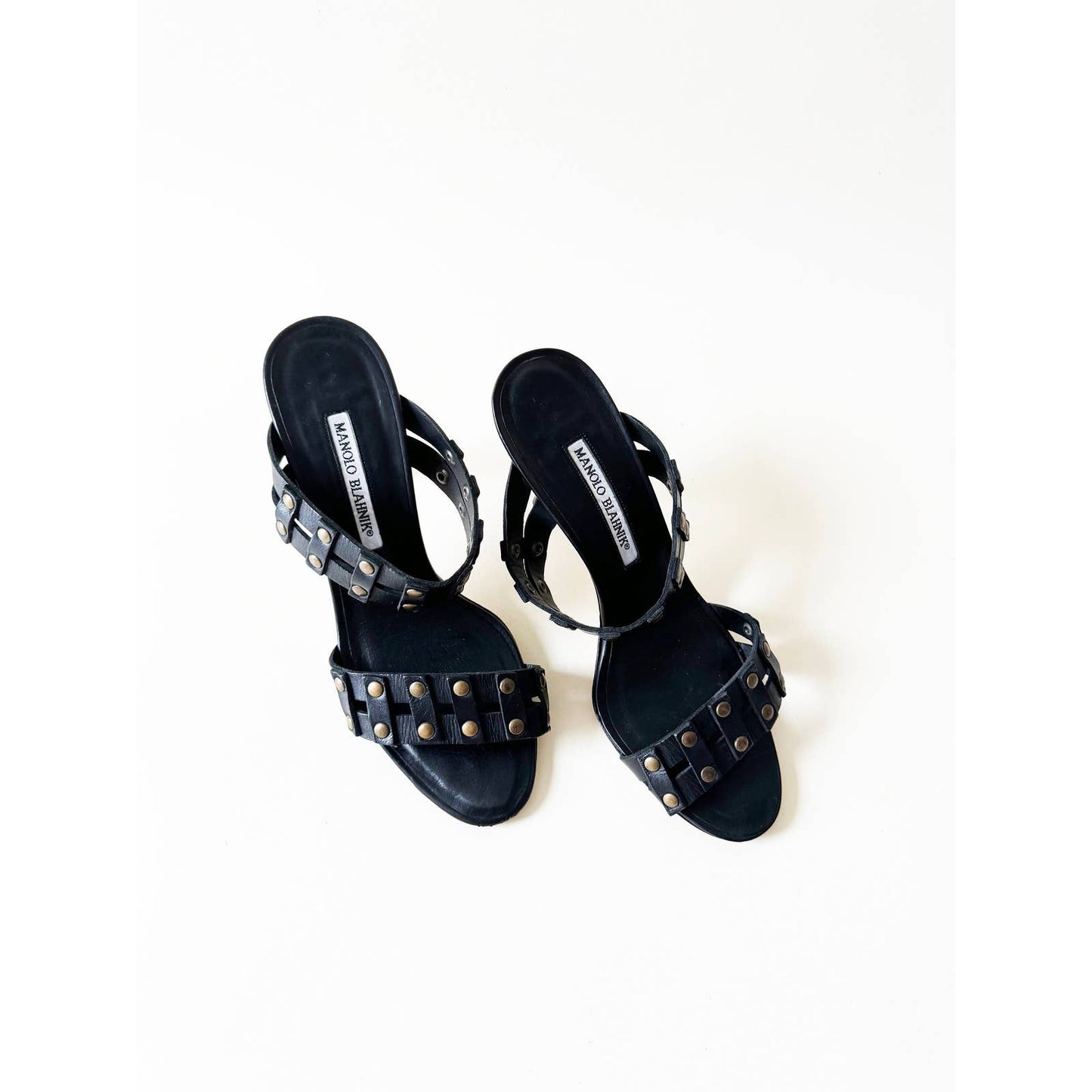 Vintage Manolo Blahnik Studded Boho Sandal Heels | Size 7 US 37.5IT