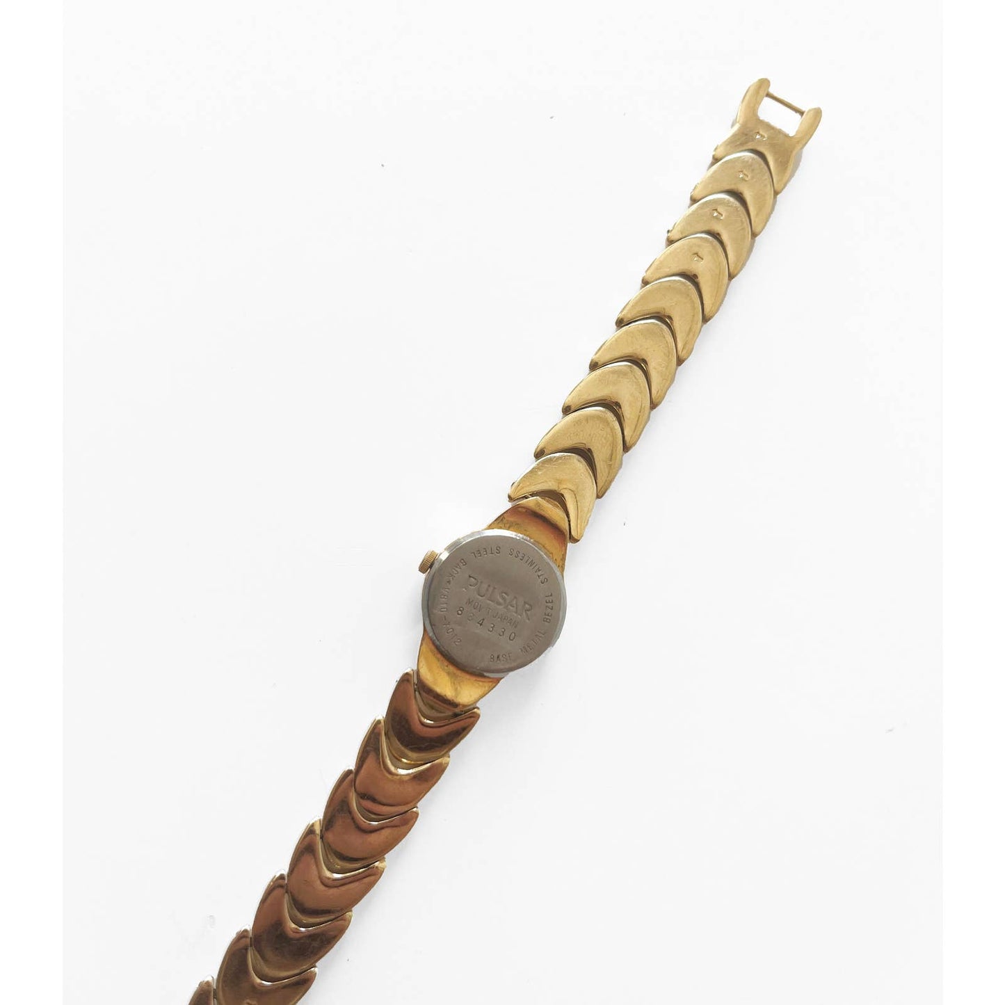 Vintage 90s Gold Watch Braided with White Face | Pulsar