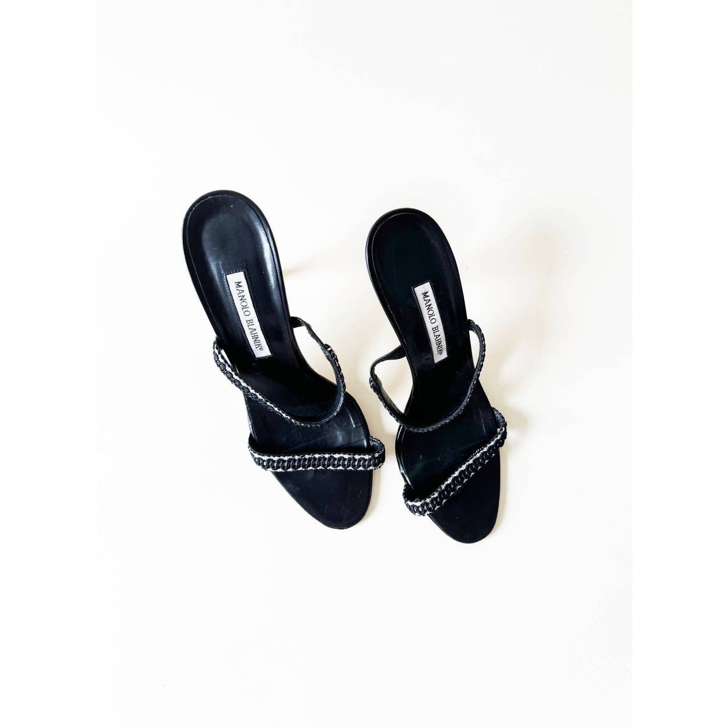 Vintage Manolo Blahnik Black Strappy Boho Sandal Heels | Size 9.5 US 40 IT