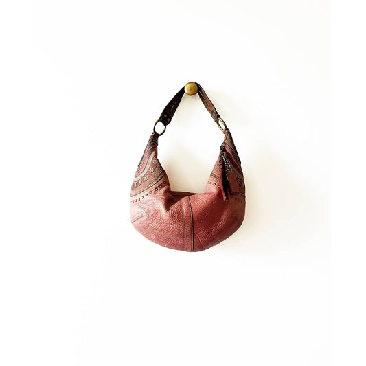 Vintage Coach Large Pink Boho Brown Leather Bag