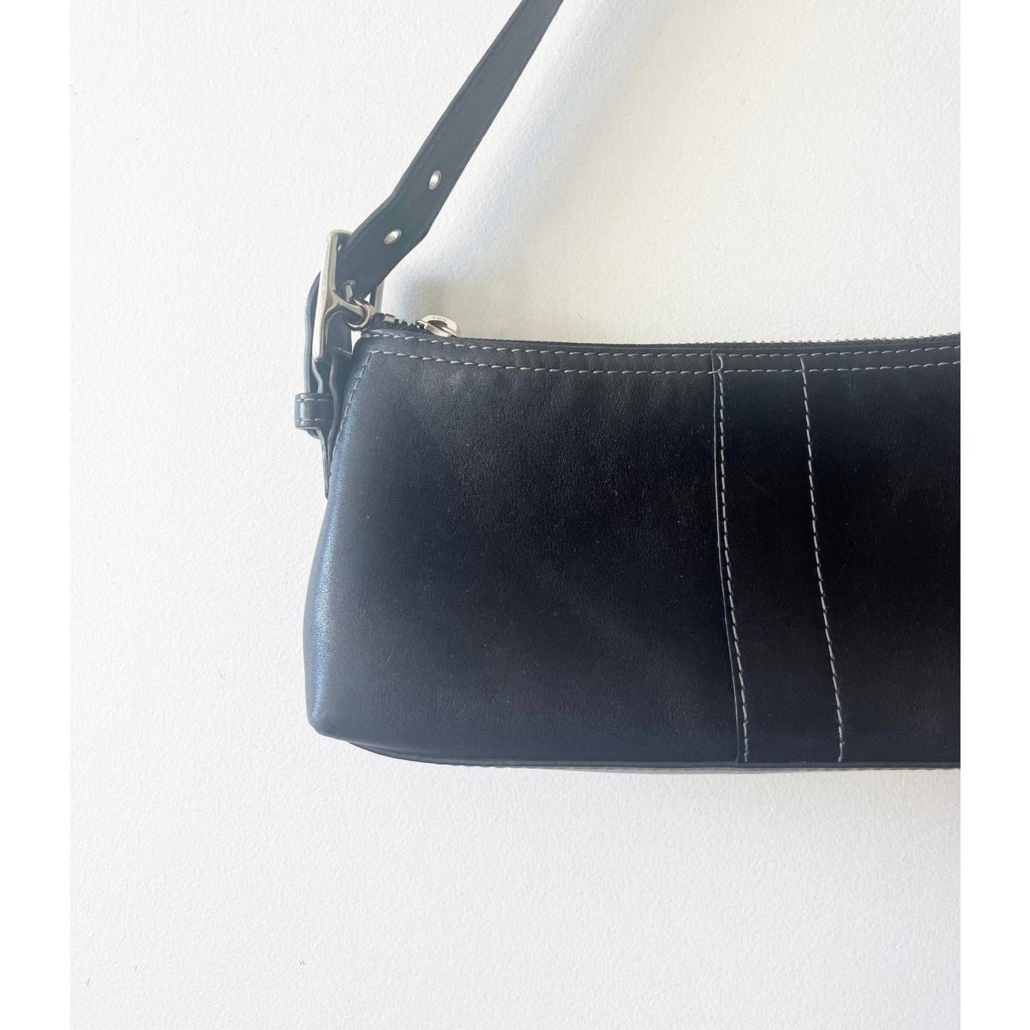 Vintage Black Y2K Coach Shoulder Baguette Bag