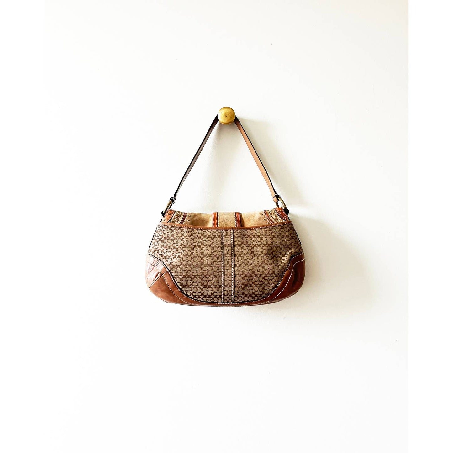 Vintage Y2k Coach Suede Hobo Shoulder Bag