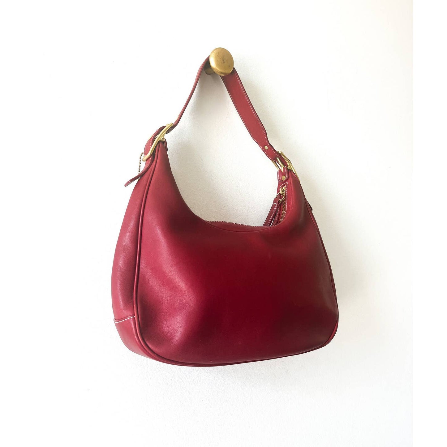 Vintage Red Coach Shoulder Bag | Gold Buckle Ergo Style Coach Bag | Y2k Modern Purse