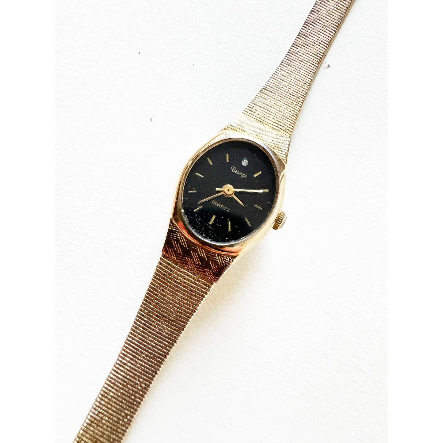 Vintage Matte Gold Watch w/ Oval Black Face