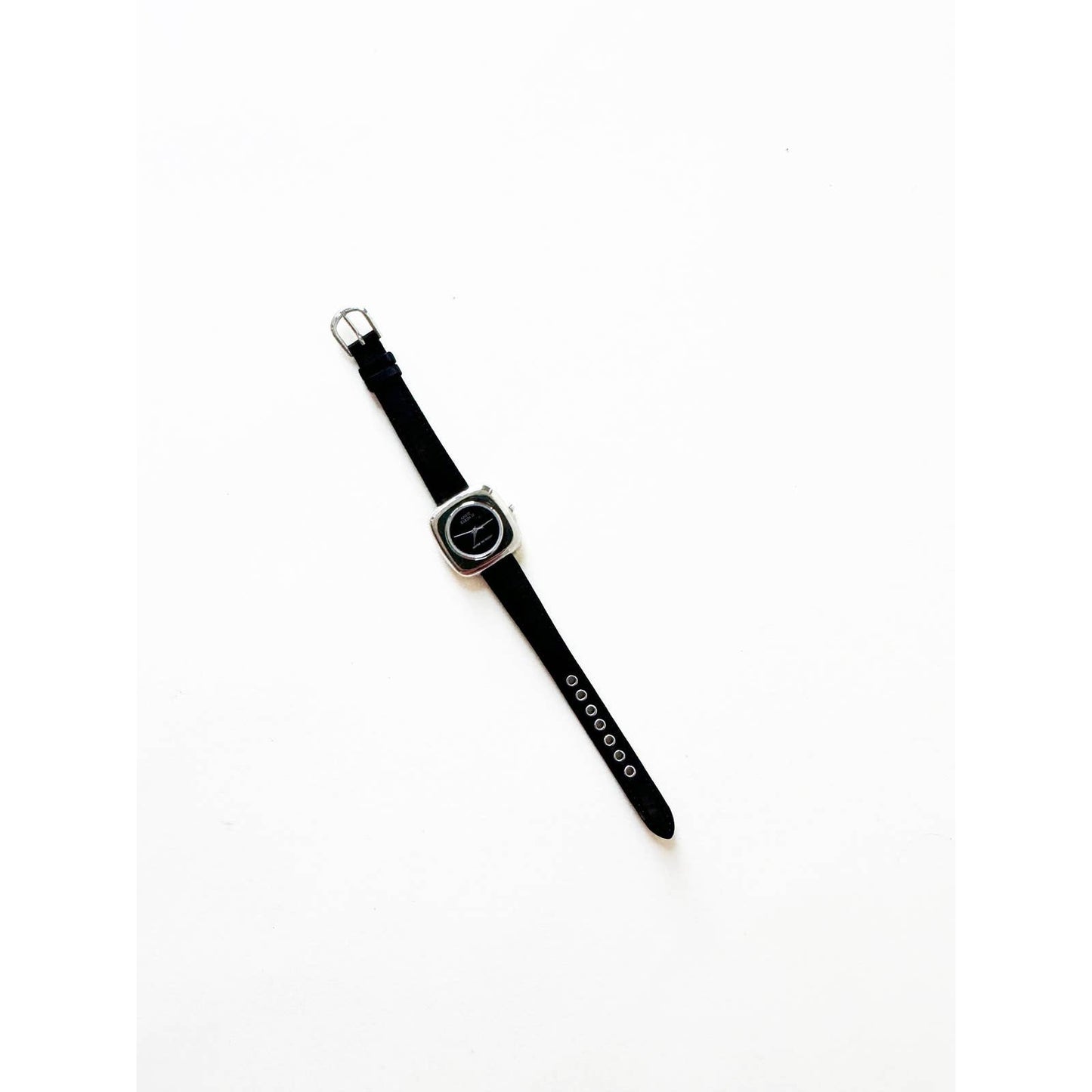 Vintage Leather Watch with Square Face and Silver Details | Anne Klein