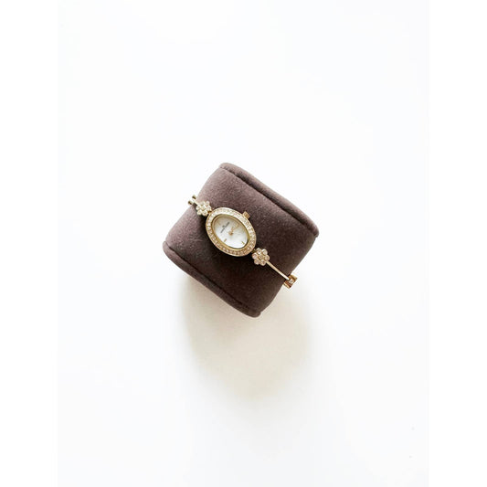 Vintage Small Gold Watch with Circular Face | Anne Klein