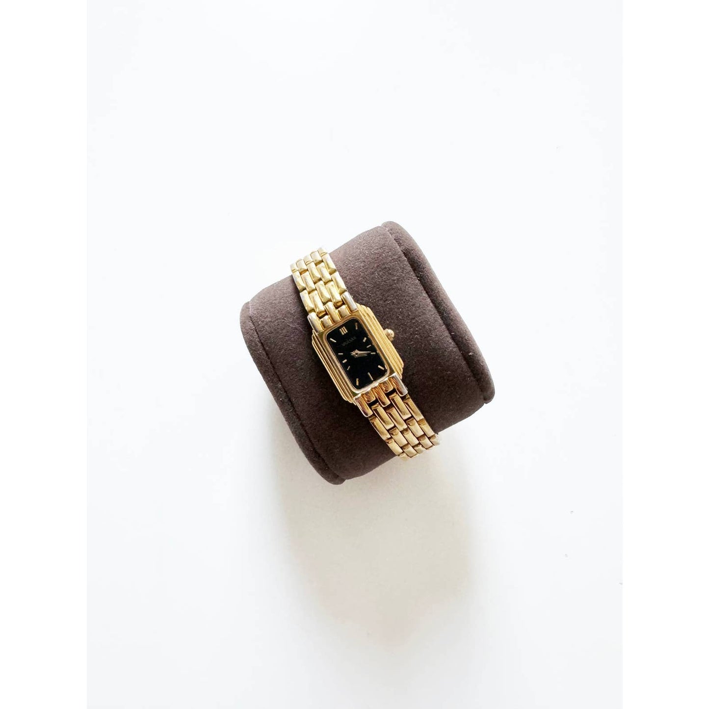 Vintage 90s Small Black and Gold Watch with Rectangular Face | Pulsar