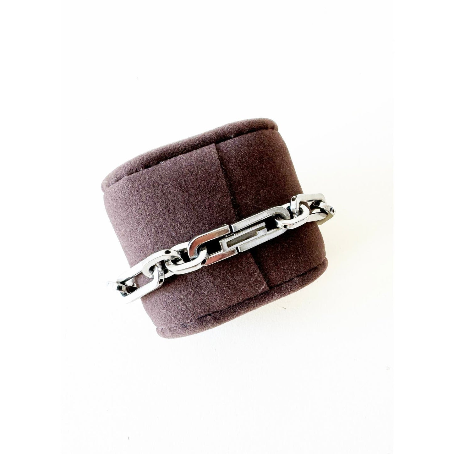 Vintage Gucci Silver Chain Bracelet Watch with Black Square Face