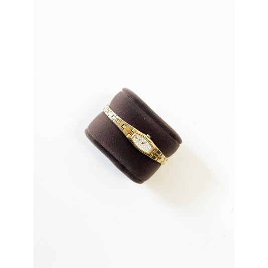 Vintage 90s Small Gold Watch with Skinny Face | Pulsar