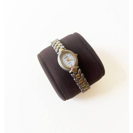 Vintage Two Tone 90s Watch with Heart Details