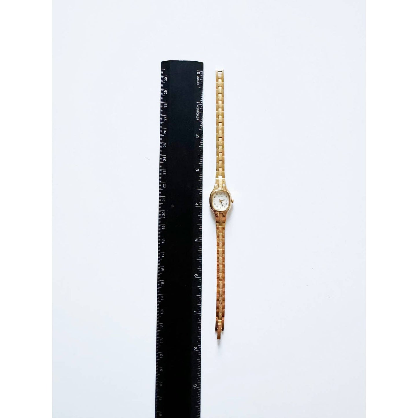 Vintage 90s Small Gold Watch with Square Face | Pulsar