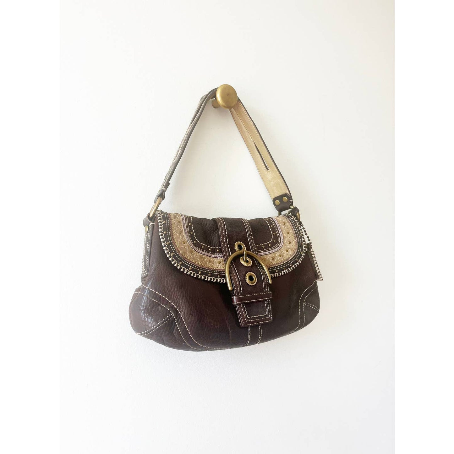 Vintage Coach Small Boho Brown Leather Bag