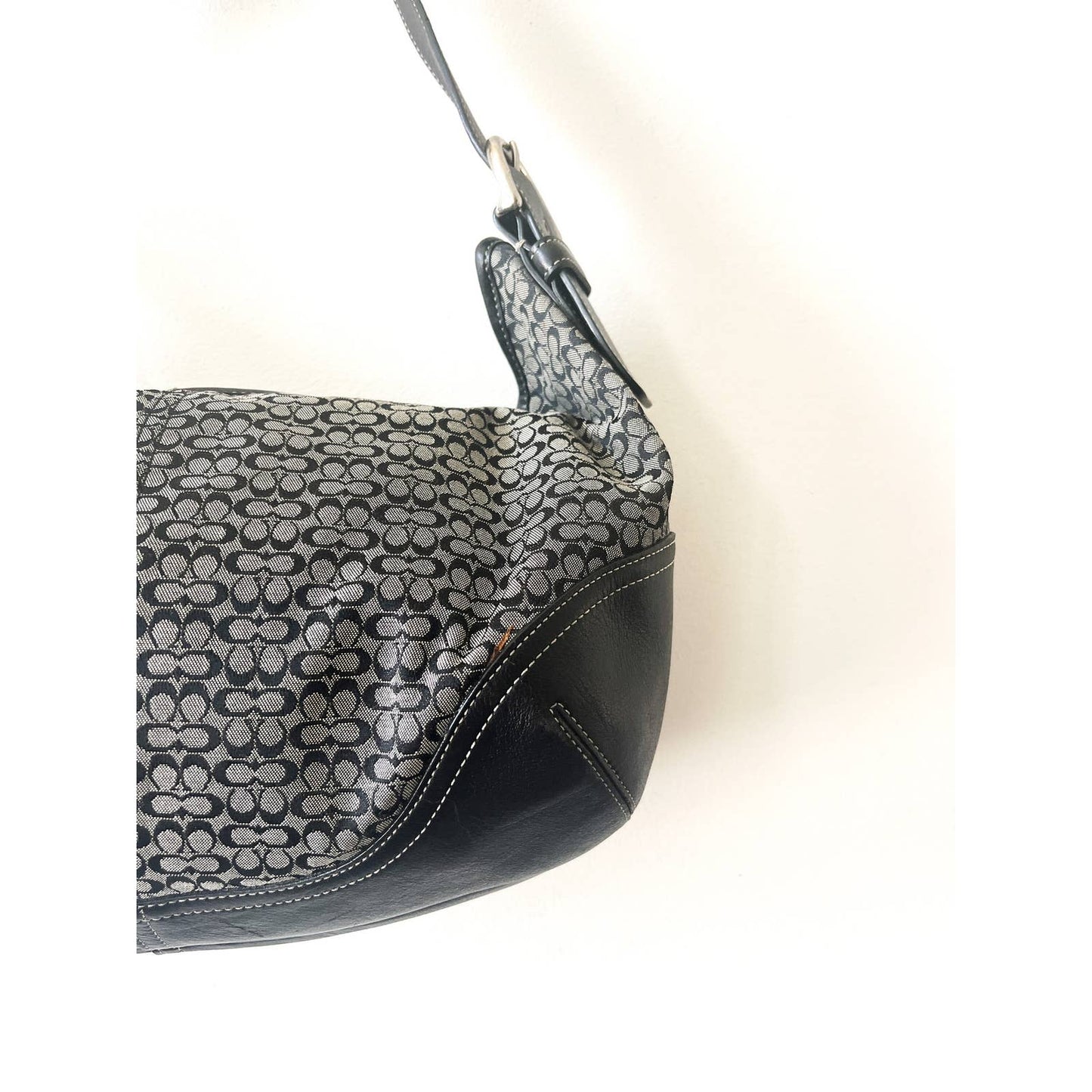 Vintage Coach Large Black Logo Leather Bag