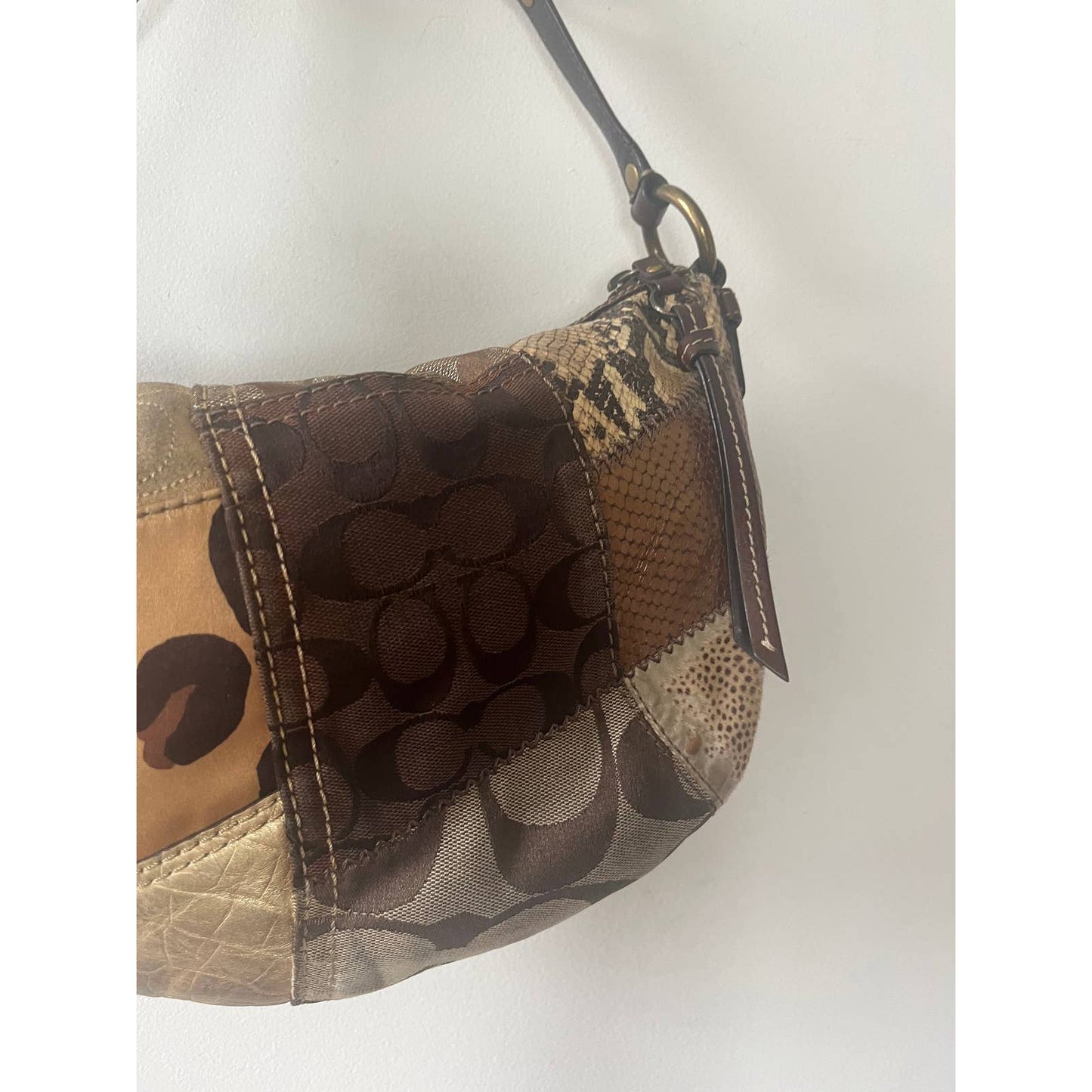 Vintage Coach Large Patchwork Hobo Leather Bag