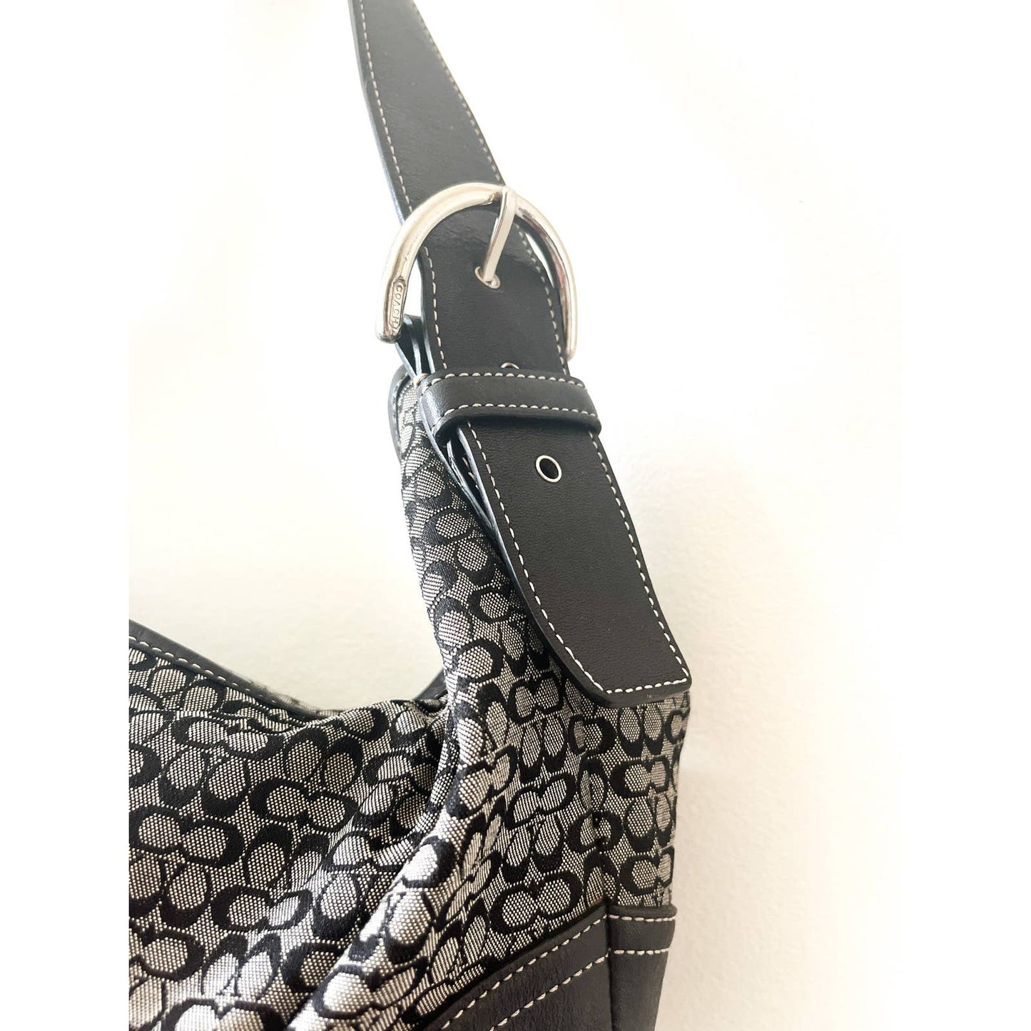 Vintage Coach Large Black Logo Leather Bag