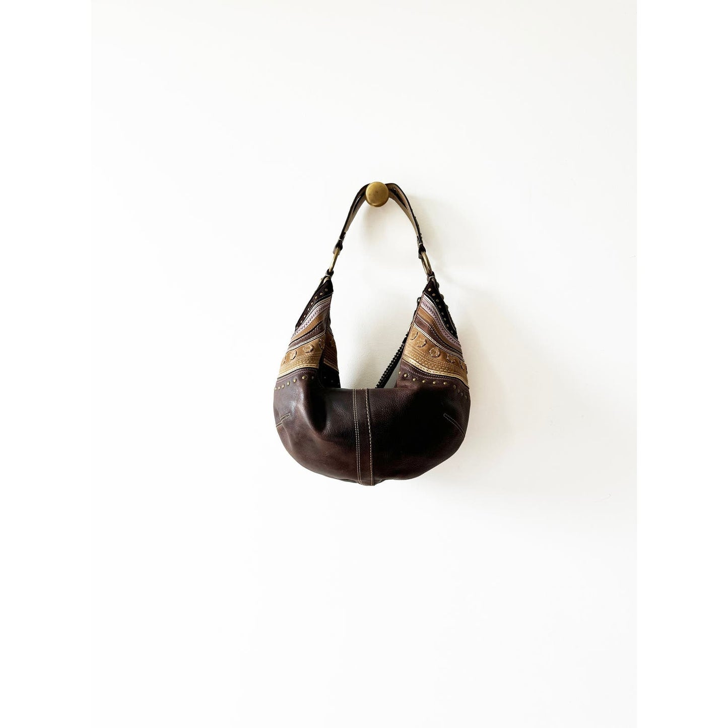Vintage Coach Large Boho Brown Leather Bag