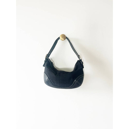 Black Leather Logo Y2k Coach Mini Bag