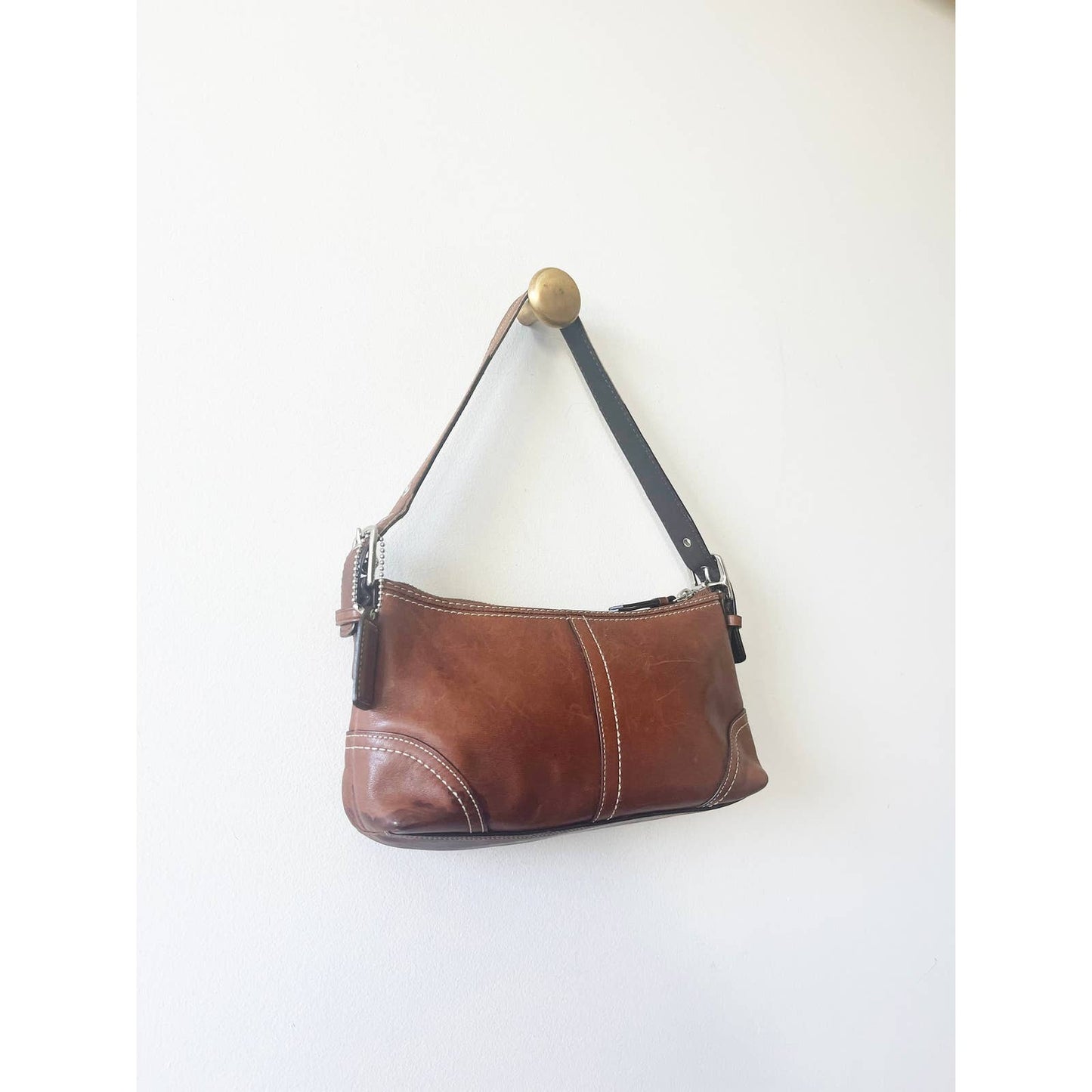 Vintage Brown Y2K Coach Shoulder Baguette Bag
