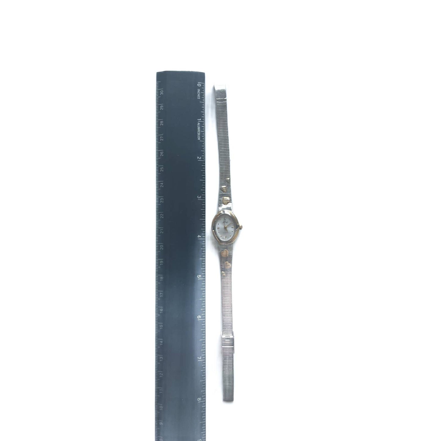 Vintage Silver Watch with Pearl Face and Gold Details