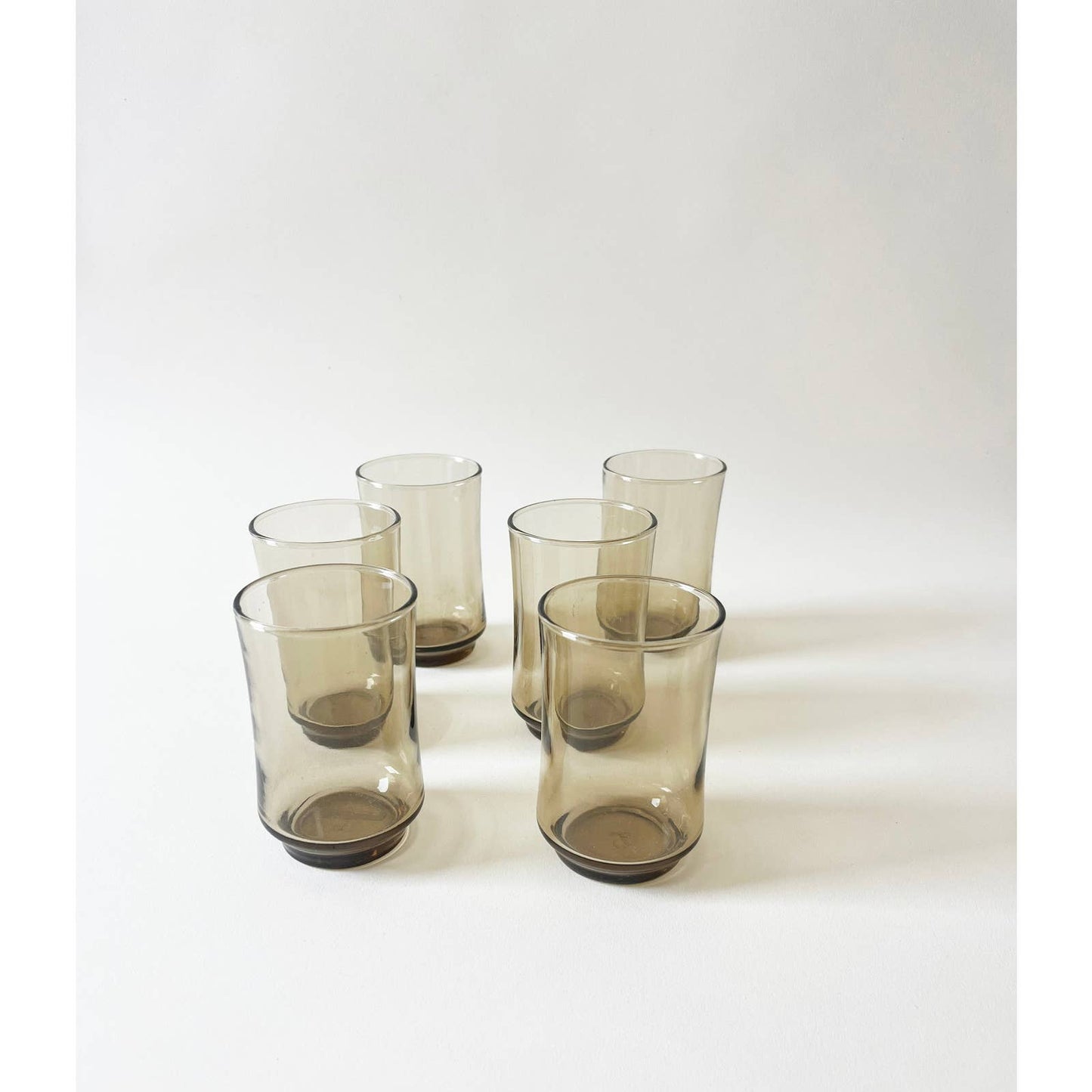 Vintage Grey Glass Mini Drinking Cups | Minimalist Set of 6 Small Classes