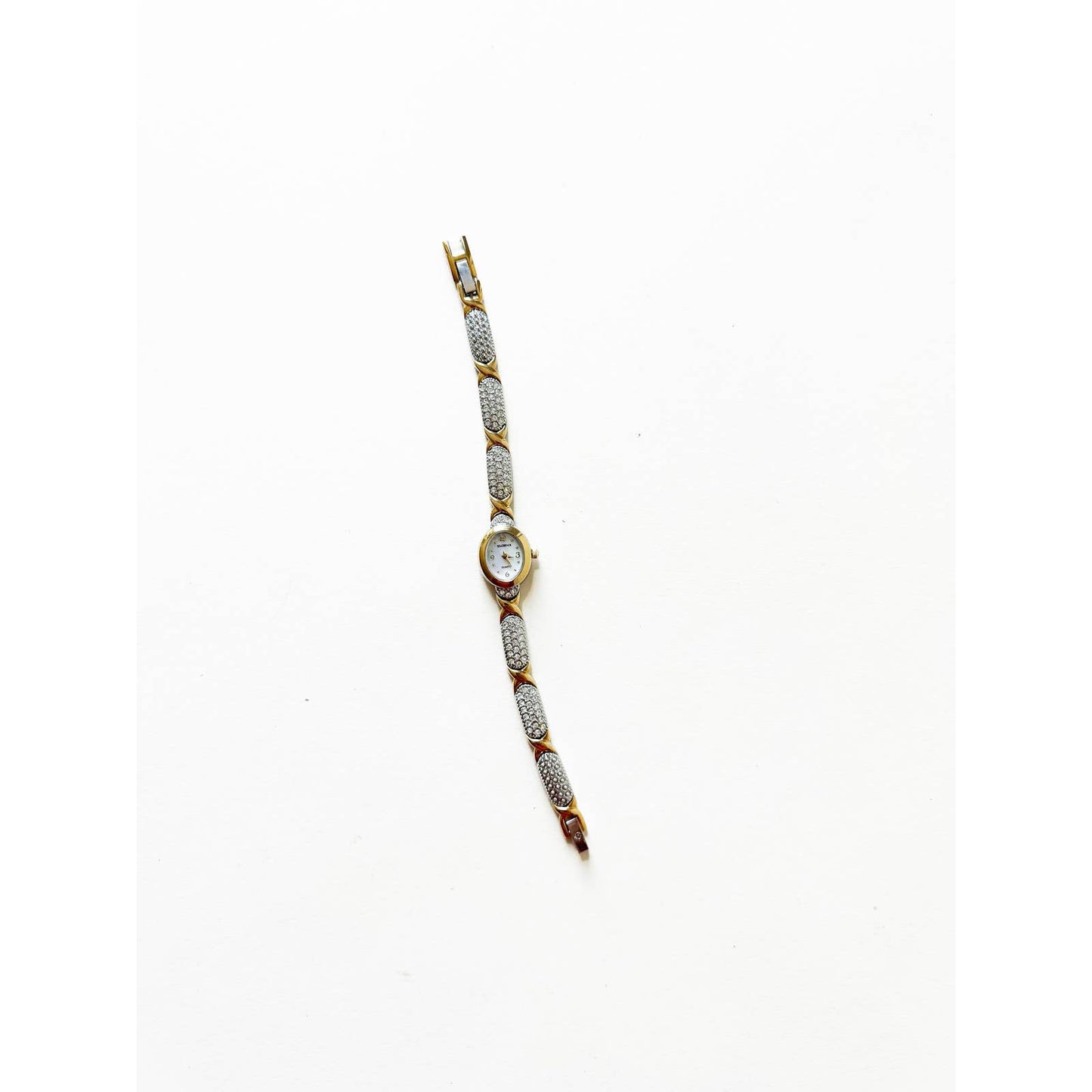 Vintage Small Gold Watch with Crystal Face | Anne Klein