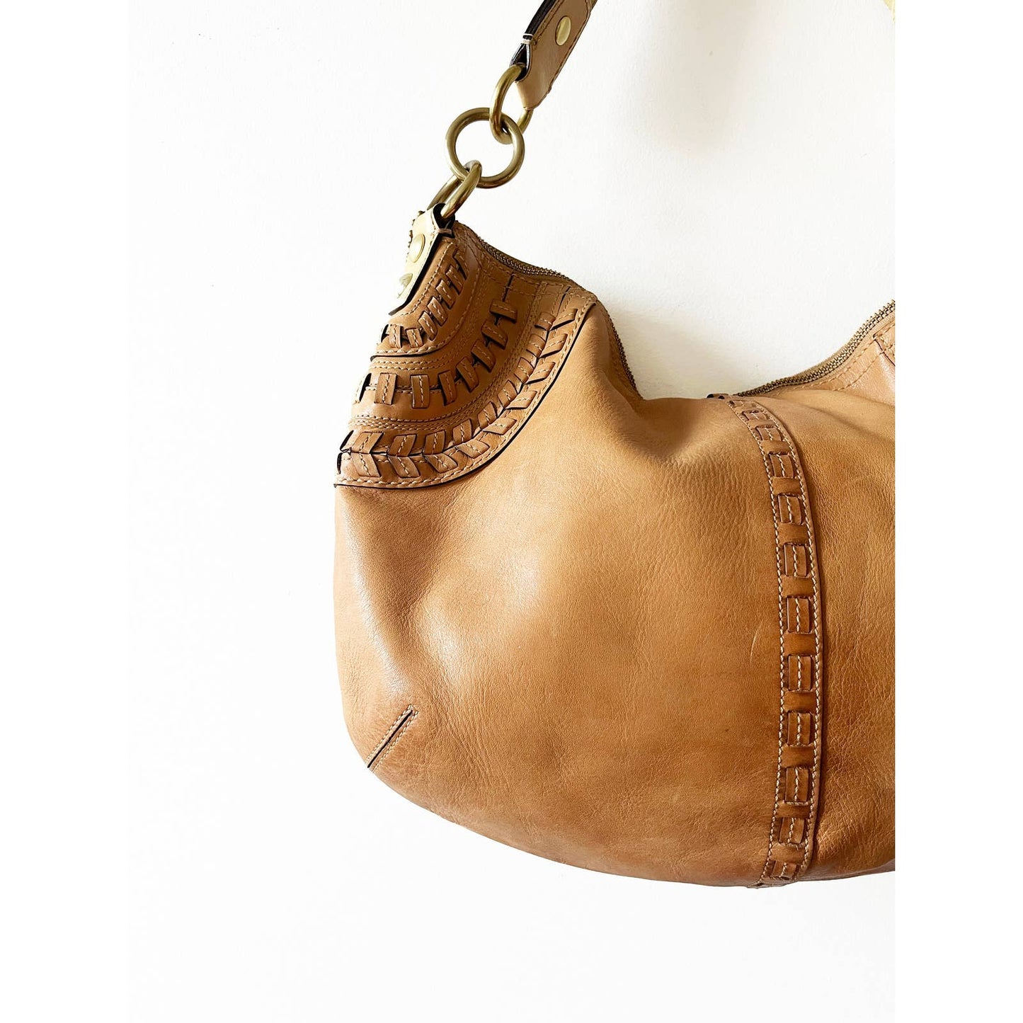 Vintage Coach Large Boho Leather Woven Bag
