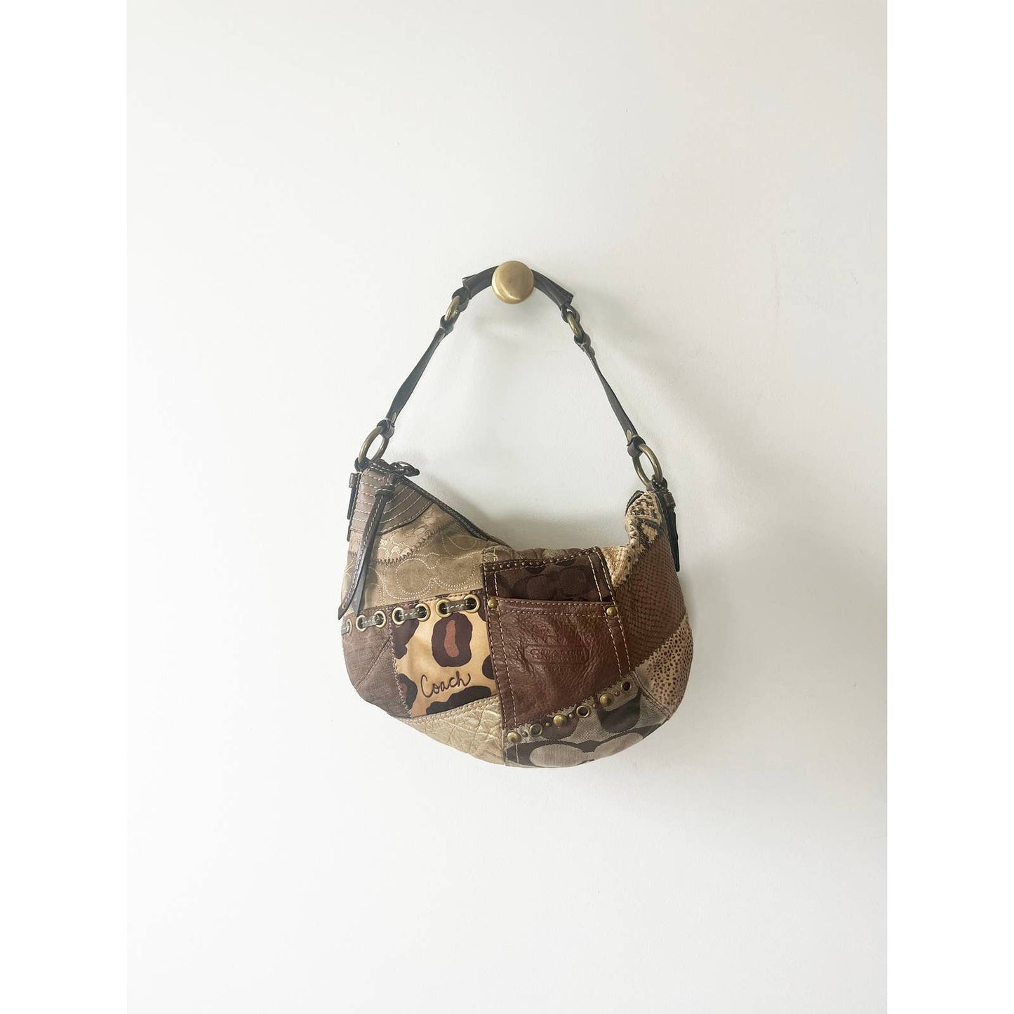 Vintage Coach Large Patchwork Hobo Leather Bag
