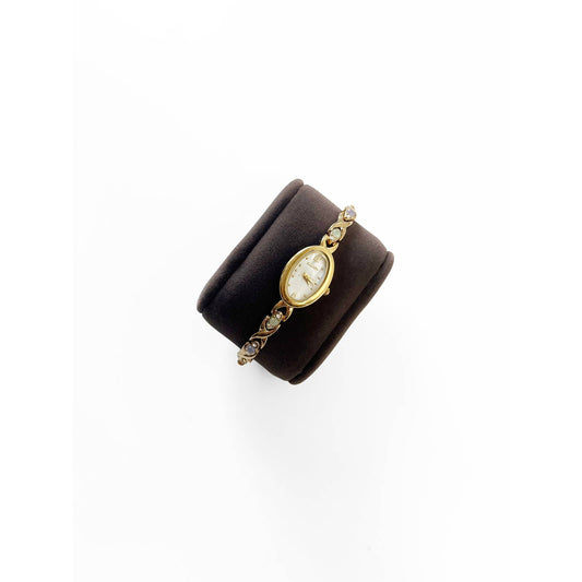 Vintage Small Gold Watch with Colorful Stones