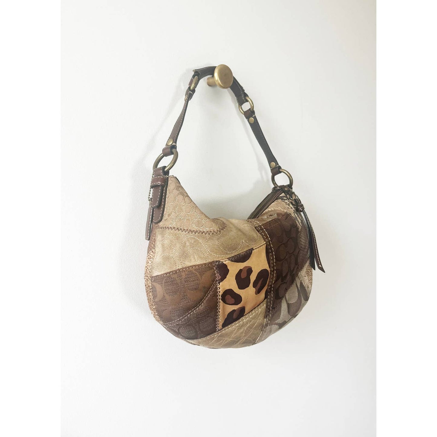 Vintage Coach Large Patchwork Hobo Leather Bag