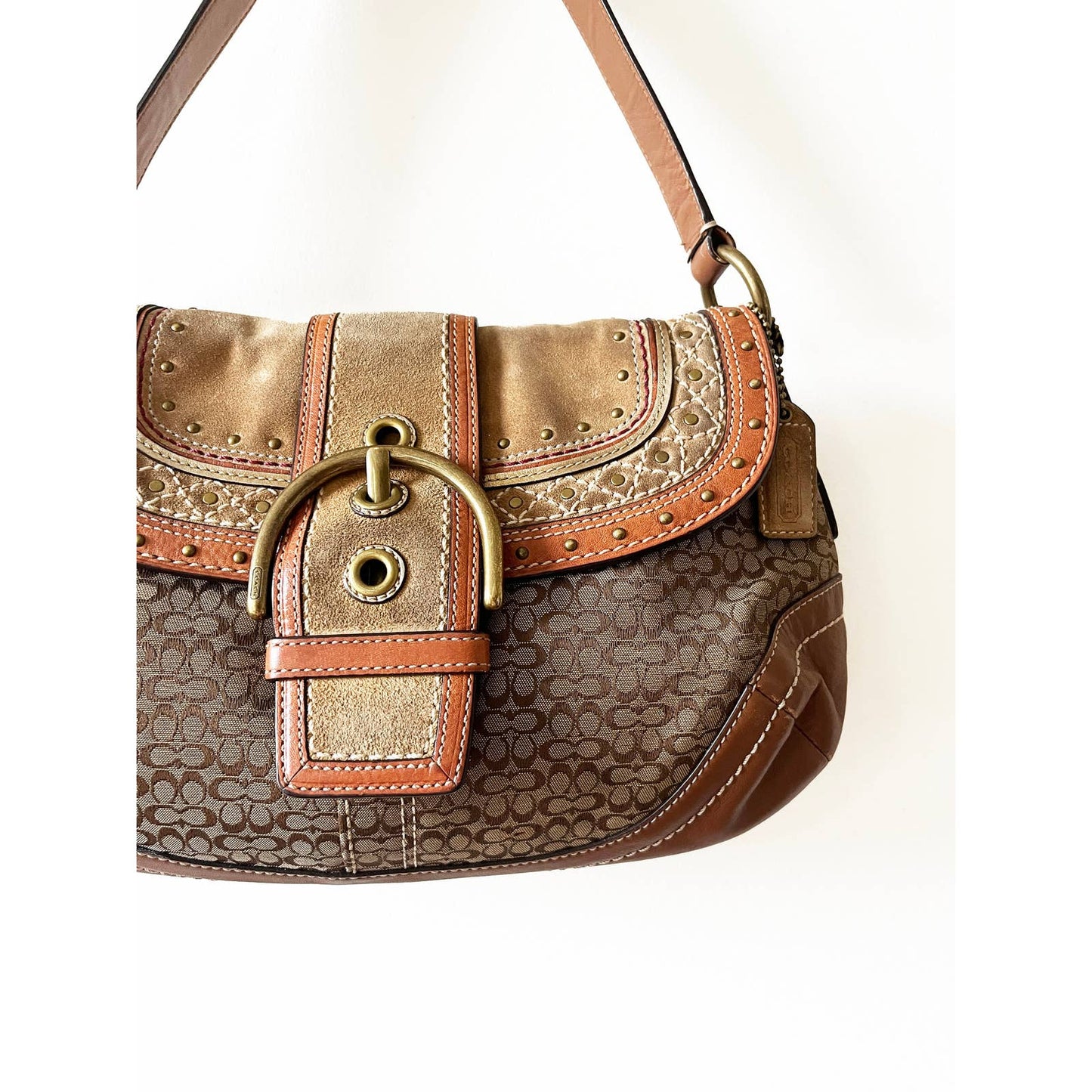 Vintage Y2k Coach Suede Hobo Shoulder Bag